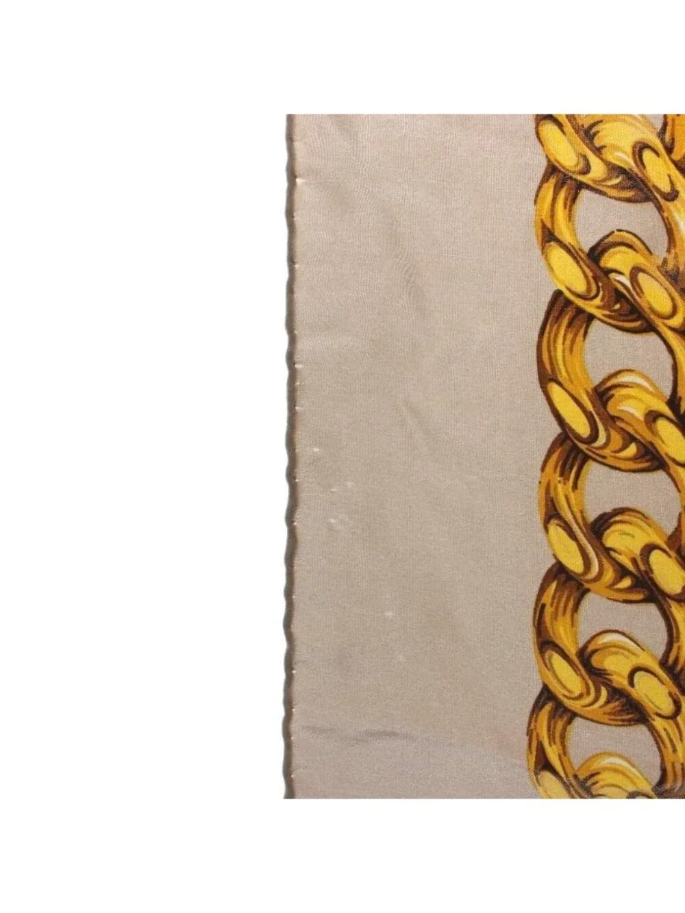 Chanel Large Scarf Shawl CC Logo Chain All Over Print Beige Yellow Black